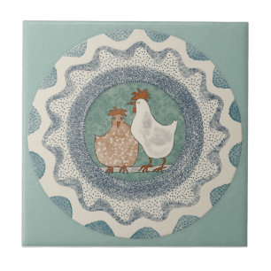 Carreau Poulets Caprice Bleu Menthe Terre Cuite Teal Aqua