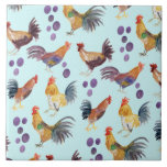 Carreau Poulets et oeufs colorés Motif Aquarelle bleu<br><div class="desc">Découvrez ces poulets colorés à l'aquarelle et les oeufs sur cette jolie carreaux en céramique. Utilisez-le dans votre cuisine ! Ajoutez aussi votre propre texte. Faites-moi savoir si vous voulez quelque chose de personnalisé.</div>