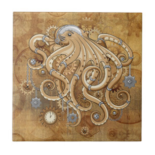 Carreau Poulpe Steampunk Rétro Fantastique Mécanique