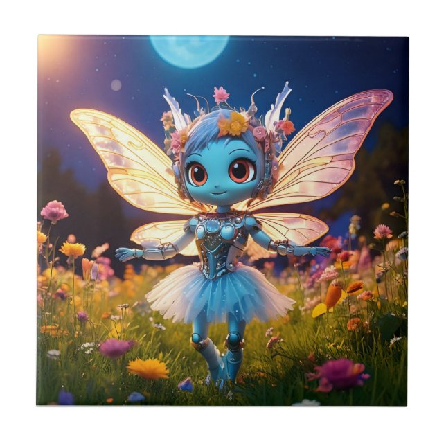 Carreau Poupée robot danseuse de ballet dans les fleurs sa (Devant)
