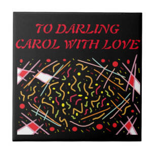 Carreau Pour chérir Carol avec amour rouge noir design