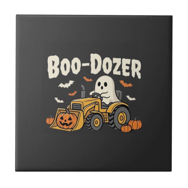 Carreau Pousseur fantôme de Halloween Boo-Dozer Conception (Devant)