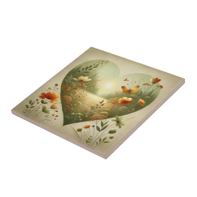 Carreau Prairie de Fleurs Sauvages en Forme de Cœur Botani (Côté)