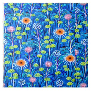 Carreau Prairie de fleurs sauvages Fantaisie Bleue
