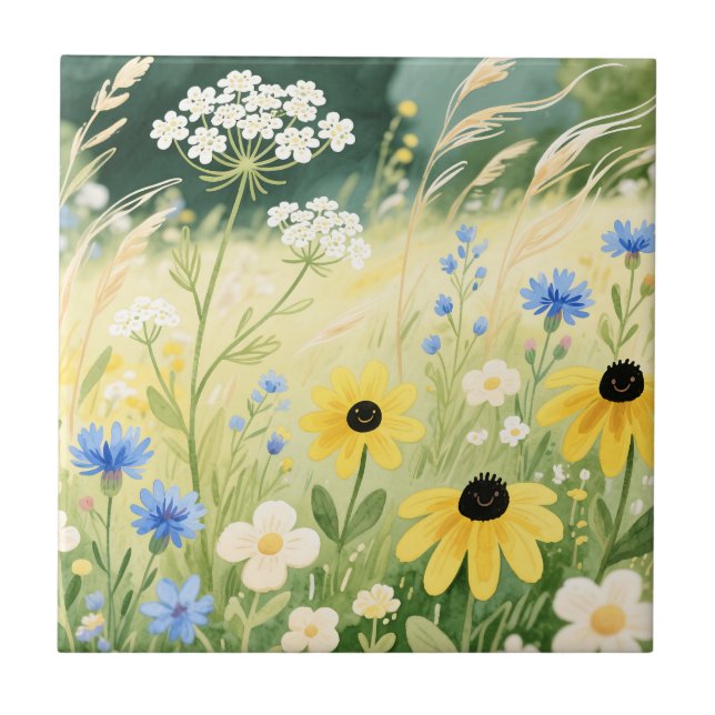 Carreau Prairie de fleurs sauvages fantaisiste  (Devant)