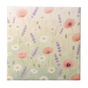 Carreau Prairie de fleurs sauvages pastel à floraison douc