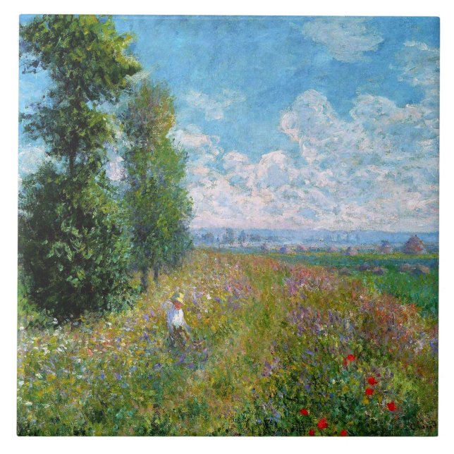 Carreau Pré avec des peupliers par Claude Monet (Devant)