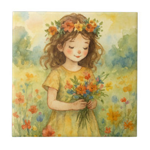 Carreau Pré personnalisé arrière - plan Petite fille Art r