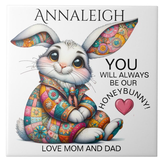 Carreau Precieux Bunny Pâques Thème Invitation (Devant)