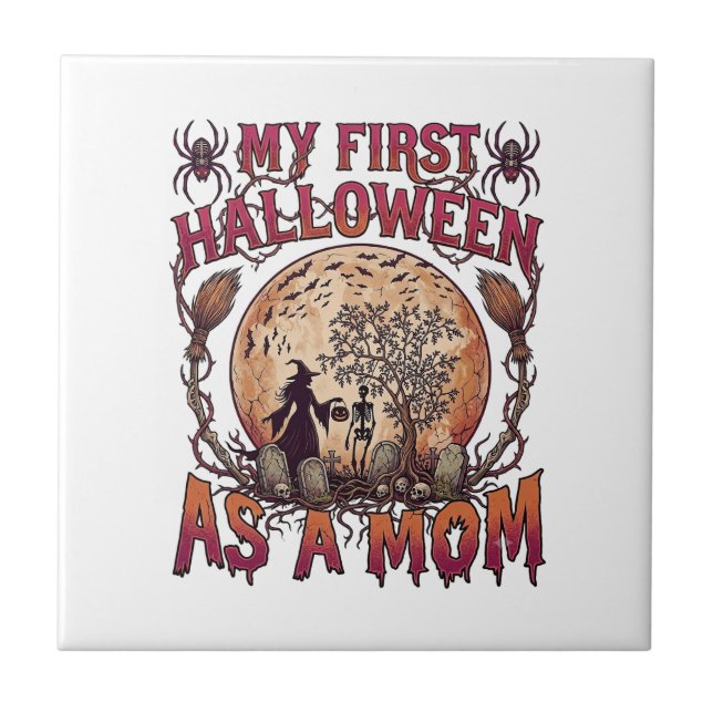 Carreau Premier Halloween en tant que sorcière maman squel (Devant)