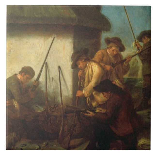Carreau Préparant les armes à feu (huile sur la toile) (Devant)