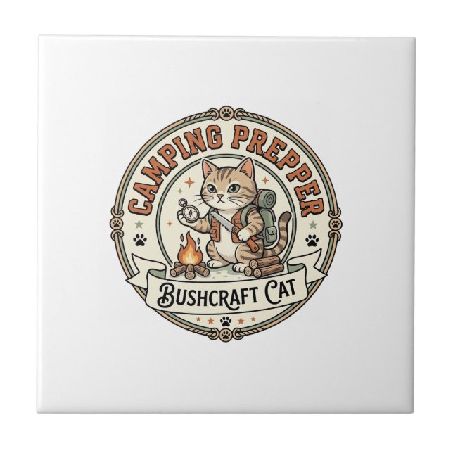 Carreau Préparateur de camping Bushcraft Chat Préparateur  (Devant)