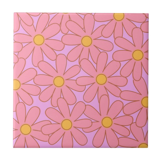 Carreau Preppie Hippie rose violet Motif de fleurs (Devant)