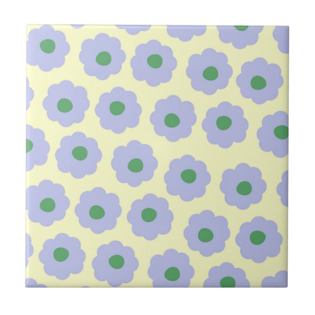 Carreau Preppy Blue Green mignonne Hippie Flower Motif (Devant)