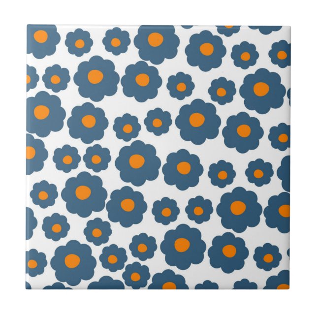 Carreau Preppy Blue Orange Hippie Motif (Devant)