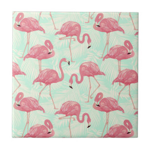 Carreau Preppy Chic Elegant Pink Flamingo Motif
