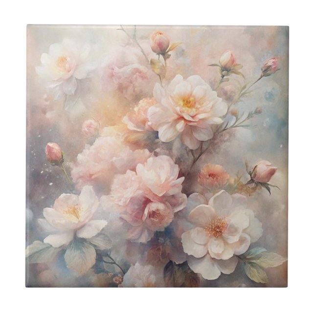 Carreau Pretty Pink and White Flowers  (Devant)