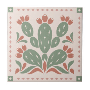 Carreau Prickly Pear Cactus - Southwest Folk Pattern