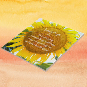 Carreau Prière de sérénité inspirante Tournesol jaune