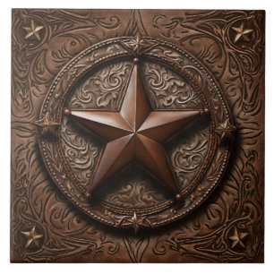 Carreau Primitif Cowboy Brown Pays Western Texas Star