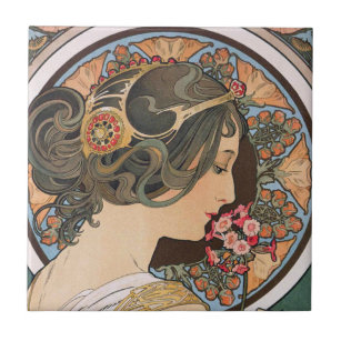 Carreau Primrose par Alphonse Mucha - Art Nouveau Vintage