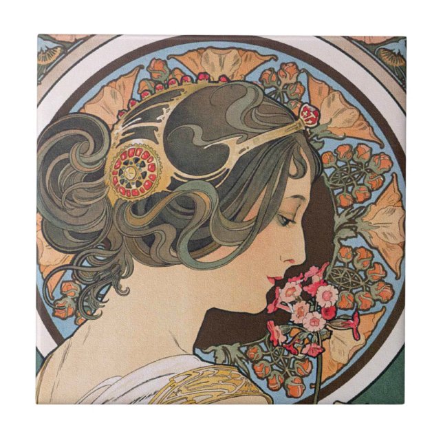 Carreau Primrose par Alphonse Mucha - Art Nouveau Vintage (Devant)