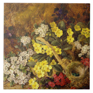 Carreau Primroses vintages en fleurs d'Apple et nid d'oise