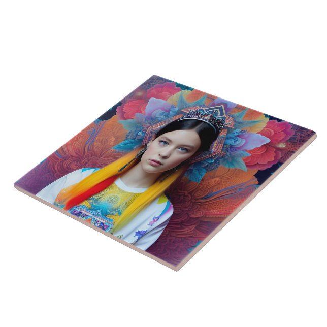 Carreau Princesse avec pull blanc (Côté)