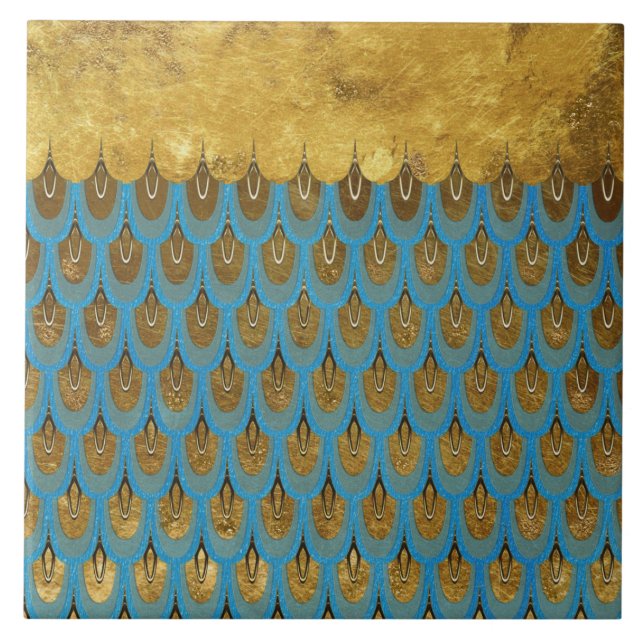 Carreau Princesse brillante Mermaid Glitter Scales d'or (Devant)