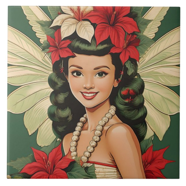Carreau Princesse de Noël Tropical Rétro 50s (Devant)