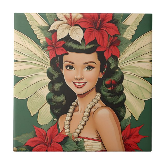 Carreau Princesse de Noël Tropical Rétro 50s (Devant)