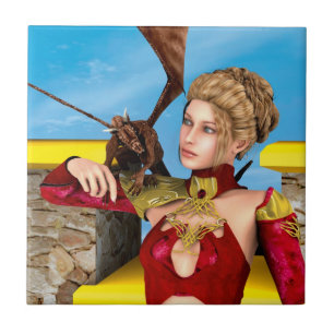 Carreau Princesse Dragon Fantastique Art Numérique