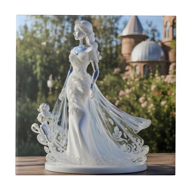 Carreau princesse en verre cristal avec robe blanche (Devant)