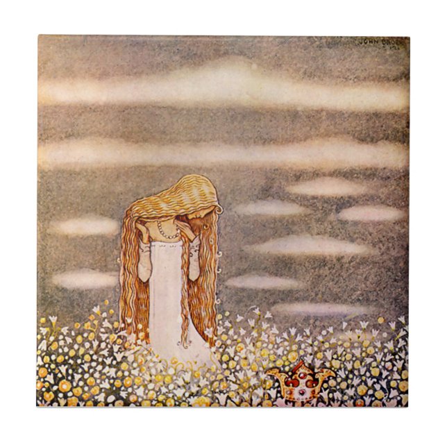 Carreau “Princesse Tuvstarr” aquarelle de John Bauer (Devant)