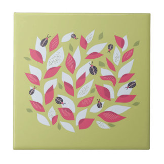 Carreau Printemps Abstrait Feuilles botaniques roses Ladyb