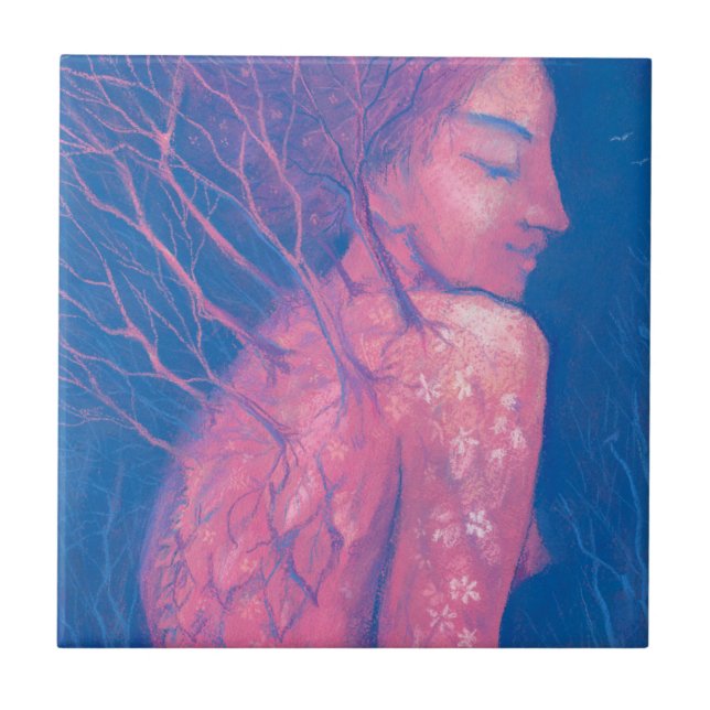 Carreau Printemps Éveil Dryad Imaginaire Fille Forêt magiq (Devant)