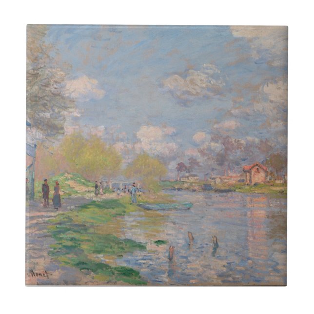 Carreau Printemps sur la Seine par Monet Impressionniste (Devant)