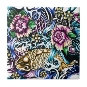 Carreau Produits de conception de tatouage de Koi de