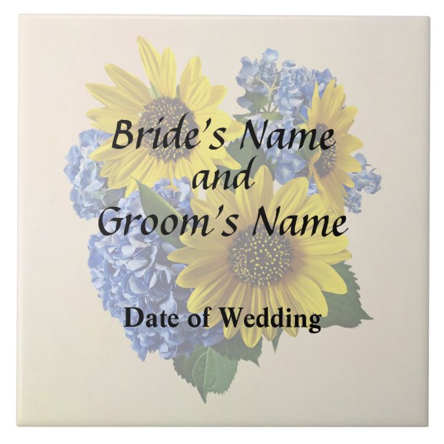 Carreau Produits de mariage Tournesols et Hydrangeas (Devant)