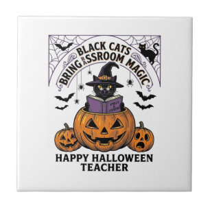 Carreau Prof Cat Halloween Citrouille Vintage Salle de Cla