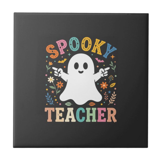 Carreau Prof Enseignant Fantôme Mignon Halloween Design_1 (Devant)