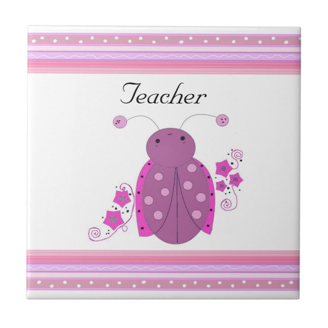 Carreau Professeur coccinelle rose et violet (Devant)
