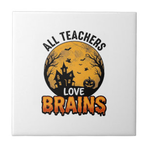 Carreau Professeur Halloween Amour Cerveaux Design Vintage