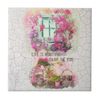 Carreau Profitez De La Promenade | Vélo Aquarelle Avec Fle