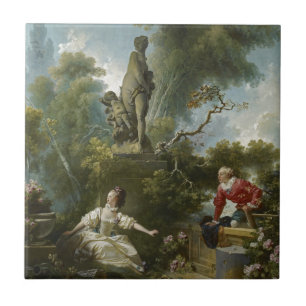 Carreau Progrès de l'amour : Le rendez-vous par Fragonard