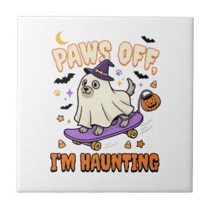 Carreau Promenade en Skate de Chien d'Halloween Effrayant
