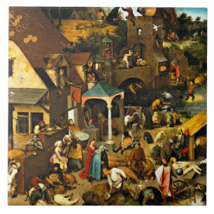 Carreau Proverbes néerlandais, de Pieter Bruegel,