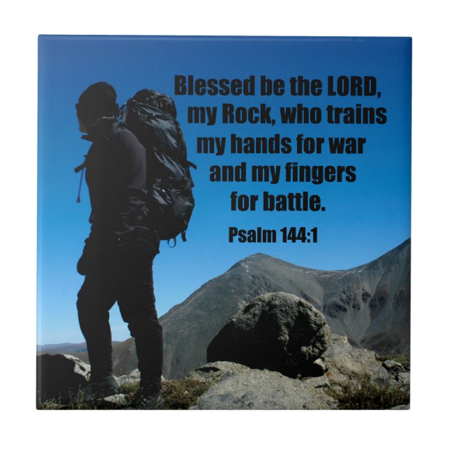 Carreau Psaume 144:1 Béni soit le Seigneur mon rocher qui (Devant)