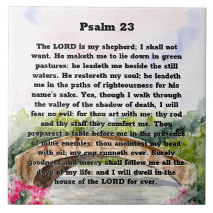 Carreau Psaume 23 Pont aquarelle, fleurs roses