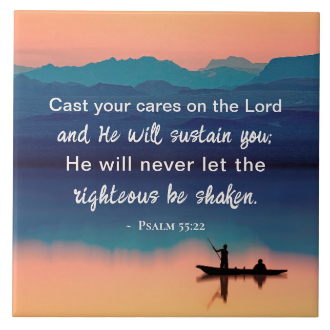 Carreau Psaume 55:22 Posez vos soucis à l'Éternel (Devant)
